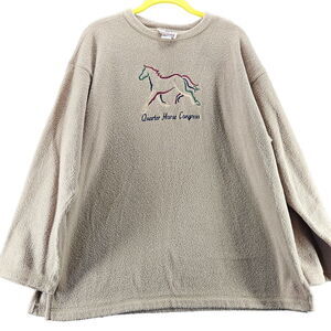 Time Square Sports Wear Womens Top Size Large Cotton Blend Horse On Front